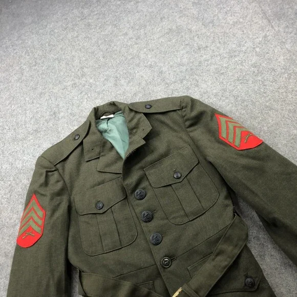 Vintage USMC Marine Corps Dress Green Jacket 35 XS Sergeant Chevron WWII Militar Kids Vintage USMC Marine Corps Dress Green Jacket 35 XS Sergeant Chevron WWII Militar Kids